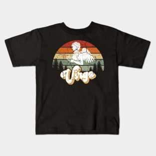 Virgo Zodiac Sign - Distressed Retro Sunset Kids T-Shirt